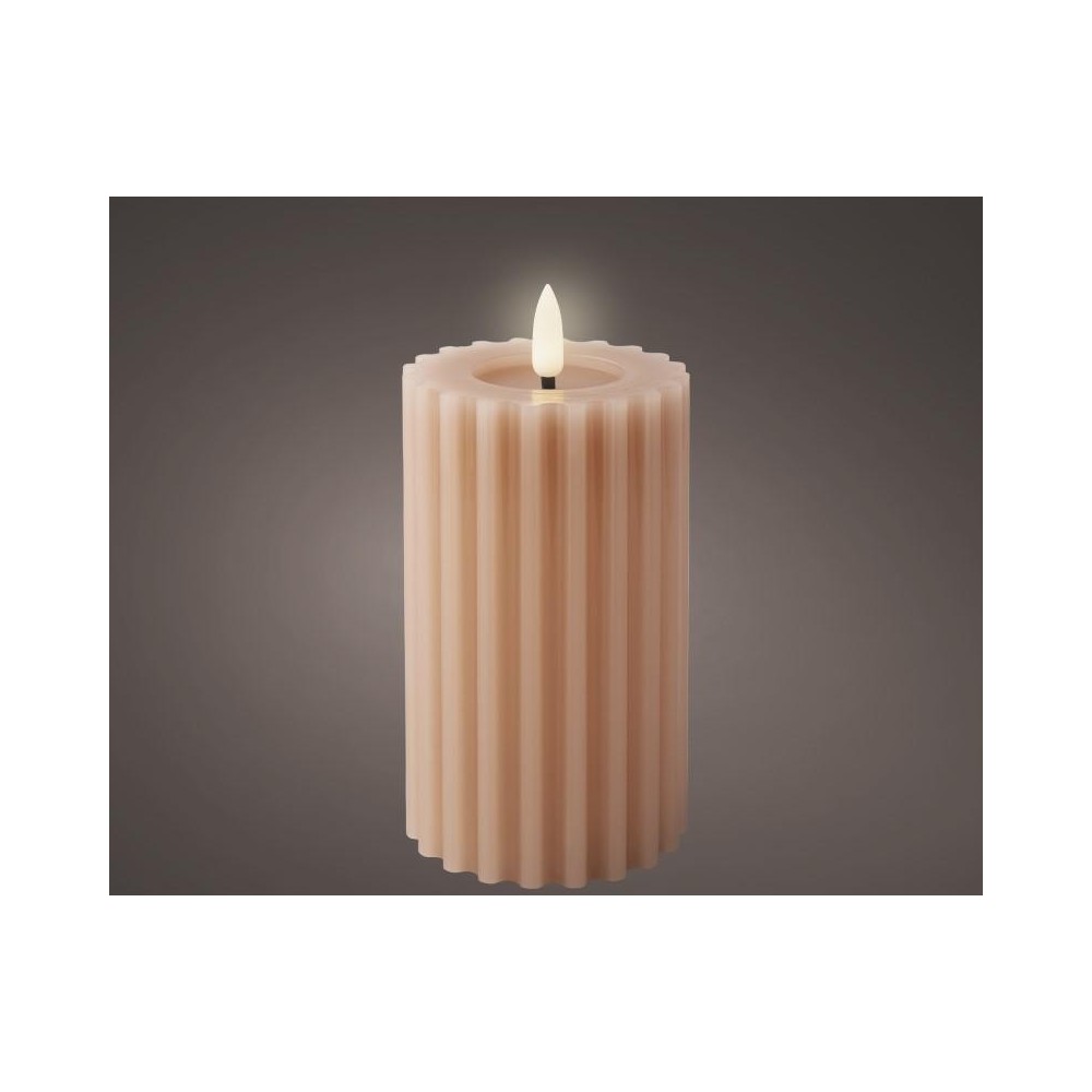 CANDELA LED RIGATA ROSA H.14.8 CM.